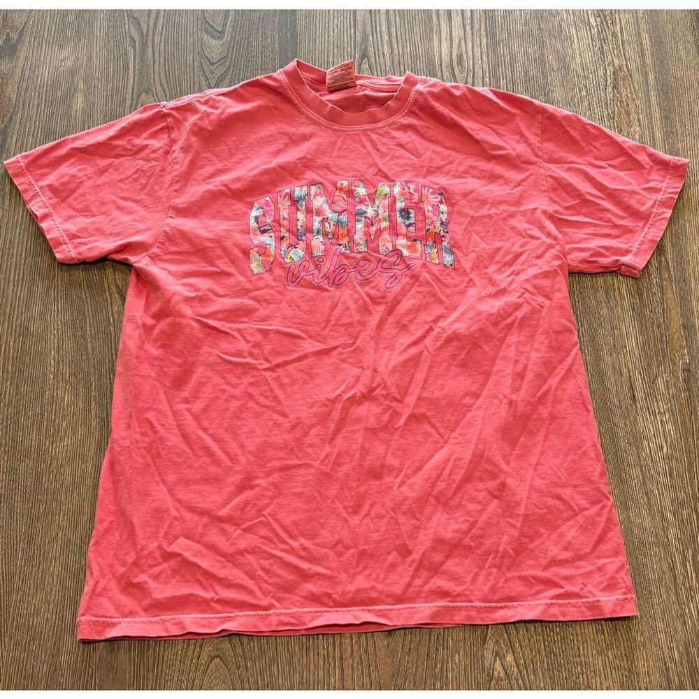 Comfort Zone Womens T-Shirt Summer Vibes Print Short Sleeve Cotton Pink Size L